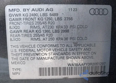 2024 Audi Q5 Sportback Premium Plus 45 Tfsi S Line Quattro S Tronic from USA, damaged, VIN WA15AAFY3R2051297